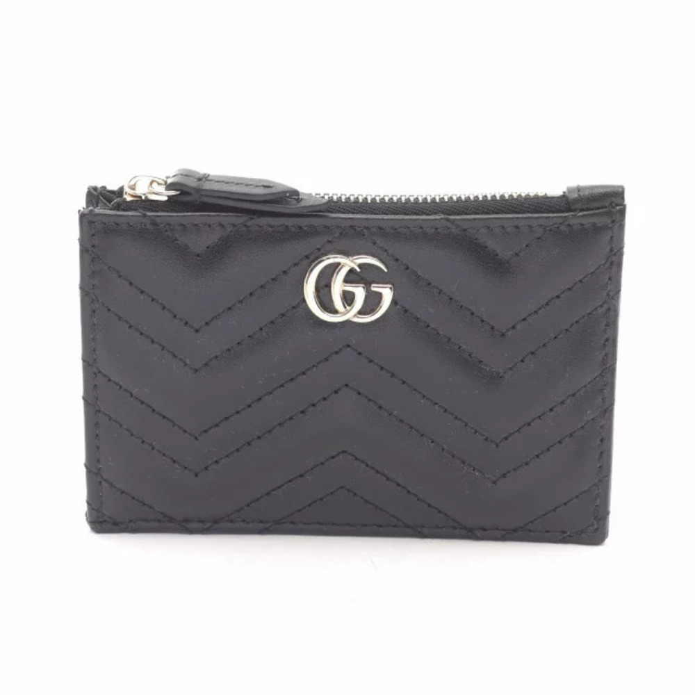 Gucci Double G Keyring Card Case Wallet Leather Accessory Black